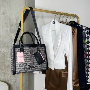 Juicy Couture Can't Tame Her Top Handle Structured Tote in Black Beige New NWT